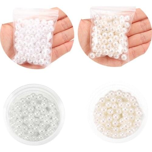 3-20MM Straight Holes Acrylic Imitation Beige Bracelet Round Beads Plastic ABS Imitation DIY Craft Jewelry Making Supplies