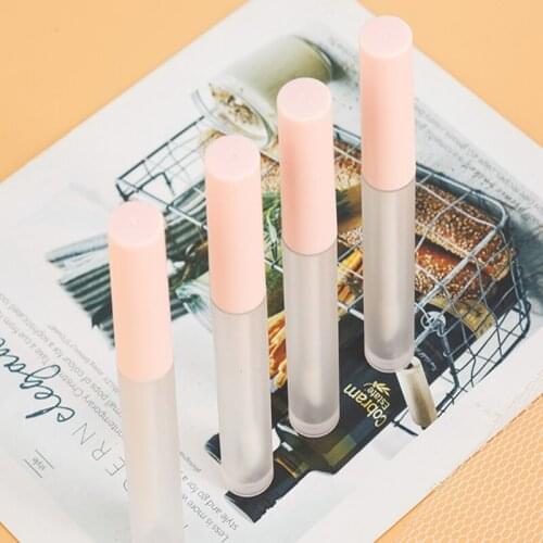 500pcs 3ml Empty Round Lip Gloss Tube Pink frosted Plastic Lip Gloss Bottle Lipgloss Refillable Bottles Cosmetic container