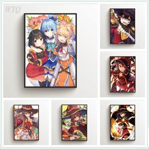 Konosuba Aqua Darkness Megumin Anime Posters Wall Poster Canvas Painting Wall Decor Retro Poster Wall Art Picture Home Decor