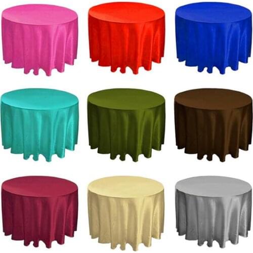 Satin Table Cloth Round 90 " 110 " 118 Inch For Wedding Tablecloth Decoration Hotel Table Cloth Satin Fabric tafelkleed rond