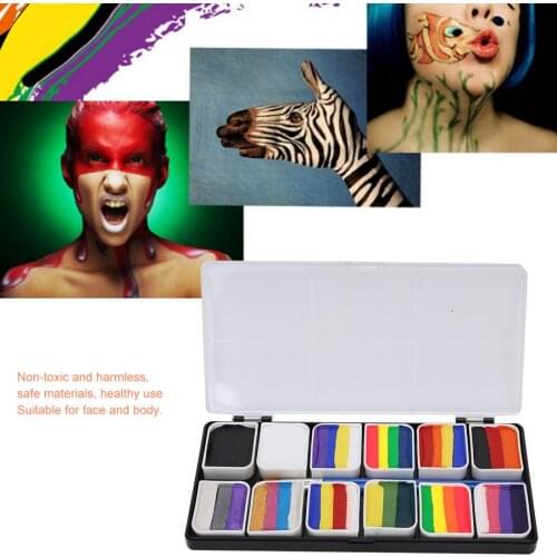 12 Colors Face Body Paint Water-Based Halloween Party Ball Game Fan Fancy Body Art Makeup Pigme