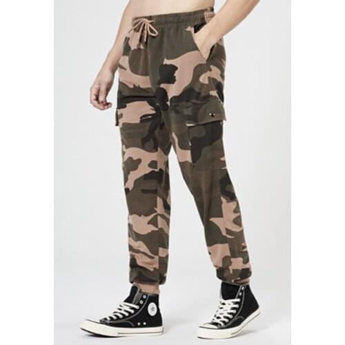 2021 Fashion Mens Cargo Pants Autumn Winter New Camouflage Drawstring Large Toe Guard Pants Mens Casual Side Pocket Sweatpants