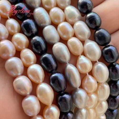 8-9mm Oval Cultured Freshwater Pearl Bead Loose Natural Stone Beads For DIY Necklace Bracelets Earring Jewelry Making Strand 15"