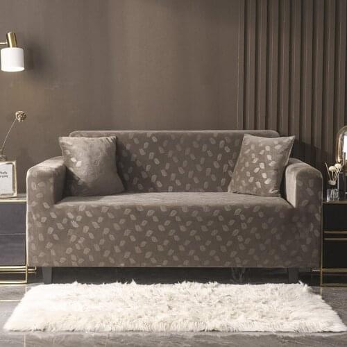 Crystal Velvet Leaf Pattern Sofa Cover for Living Room Stretch Couch Cover Elastic Woolen Knitted Thick Home Slipcover FundaSofa