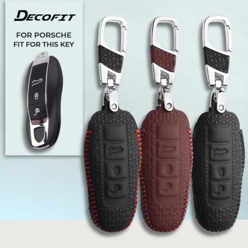 Genuine Leather Key Cover for Porsche Panamera macan cayenne Carrera 911 991 Boxster 981 Spyder Keyless Keychain Remote Shell