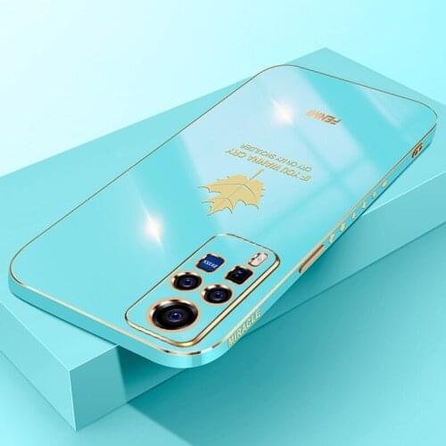 Plating Ring Holder Case For VIVO X60 Pro + X50 Y70S Y3 Y73S Soft Silicone Maple leaf Cover For VIVO S9 S7 S9E