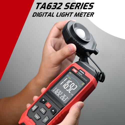 TA632A LCD Digital Light Meter Digital Lux Meter Handheld Illuminometer Luminometer Photometer Luxmeter Light Meter 0-200000 Lux