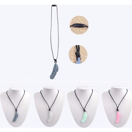 Baby Teether Nursing Feather Pendant Silicone Soother Chew Toy Teething Necklace