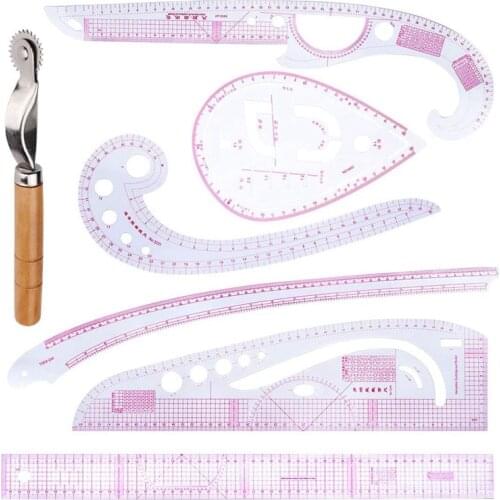 DIY Sewing Ruler Tailor Set,7 Pieces French Metric Ruler with Plastic Measure Sewing Tools for Sewing Pattern Design