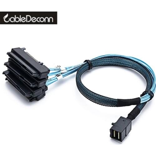 Sas sata cables SFF-8643 Internal Mini SAS HD to (4) 29pin SFF-8482 connectors with SAS 15pin Power Port 12GB/S Cable