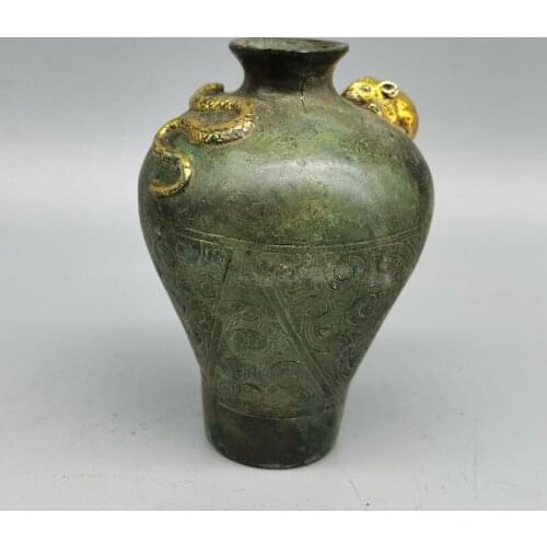 China brass archaize snake mouse jar crafts statue
