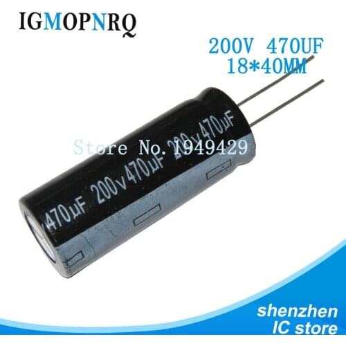 5pcs electrolytic capacitor 200V470UF 18 * 40 volume 470UF 200V 18 * 40MM 200V470UF new