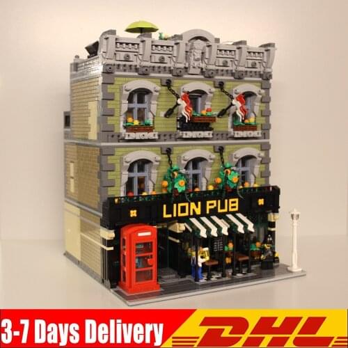 5801pcs MOC-30010 Lion Pub Bar Street View House Model City Creator Modular Building Blocks Assemble Bricks Toys Kids Gifts