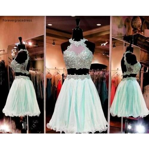 2019 Short Homecoming Dress Sage Two Pieces Sheer Neck Juniors Sweet 15 Graduation Cocktail Party Dress Plus Size Custom Made