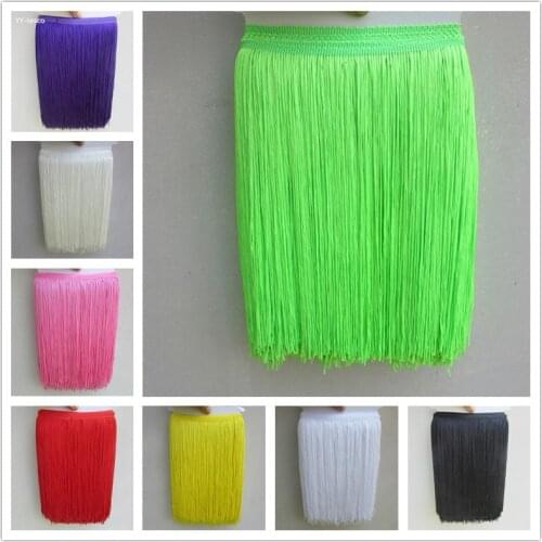 YY-tesco 1Yards 30cm Wide Lace Fringe Trim Tassel Fringe Trimming For DIY Latin Dress Stage Clothes Accessories Lace Ribbon