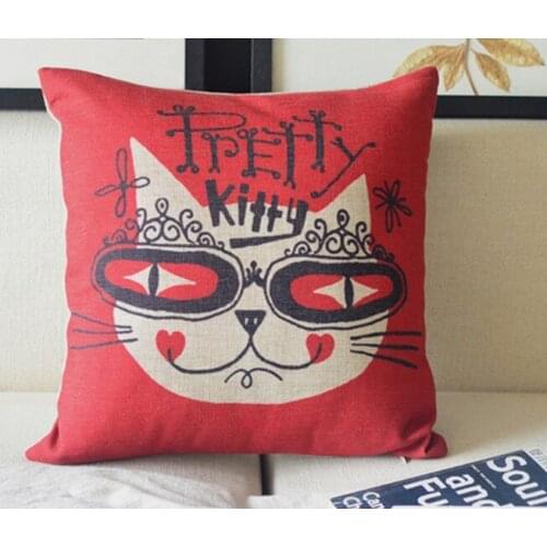 British literary creativity cute retro Big cat face Linen Pillow Cushion Car Office Cushions Home Decor 45*45cm