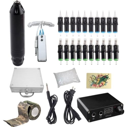 Top MotorTattoo Kit With 8th Generation Rotary Pen Tattoo Cartridge Needle LCD Mini Power Equipment Supplies
