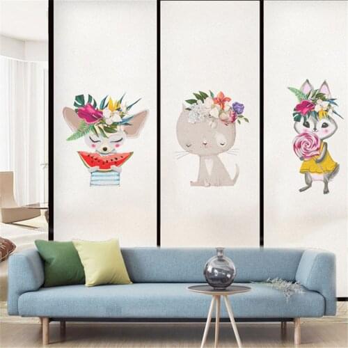 Window Film Privacy Lovely Animals Glass Sticker UV Blocking Heat Control Window Coverings Window Tint for Homedecor