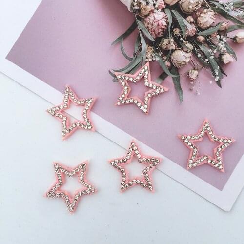 20Pcs 2.8CM STAR Rhinestone Patches Lotus Shape Sew on Patches Applique for Clothes DIY Hair Clips Bags Shoes