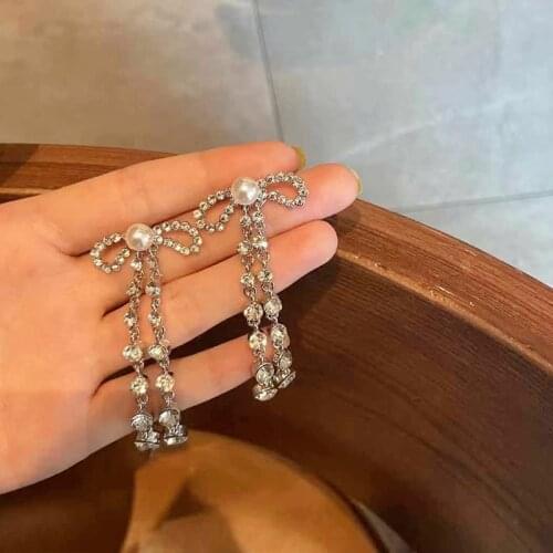 New Arrival Fashion Drop Earrings Metal Trendy Bowknot Women Dangle Earrings Long Tassel Female Korean Jewelry
