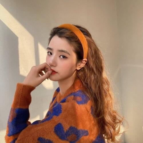 Velvet Korean ins wide-brimmed hairhoop hairpin headdress net red girl headband hairband simple temperament headband