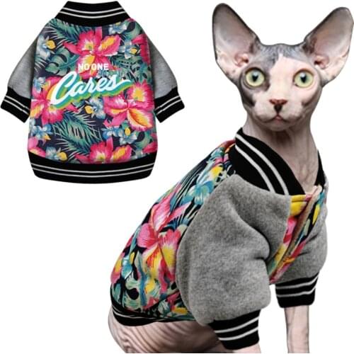Clothes For Cats Winter Thicken Warm Pet Cat Dog Coat Jackets Cotton Kitten Kitty Clothing Flower Printed Cat Costumes Outfits