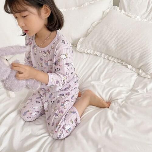 2021 Autumn and Winter Children Clothes Cute Home Dress for Girl Cartoon Print Toddler Warm Clothes Baby Girl Clothes