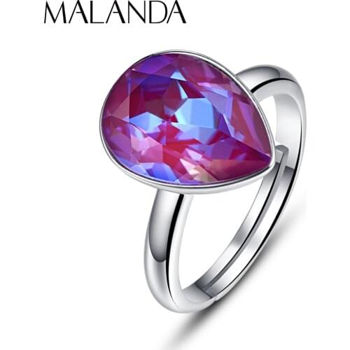 Crystals From Swarovski Water Drop Open Rings For Women New Fashion Lady Elegant Rings Wedding Party Jewelry Mom Girls Gift