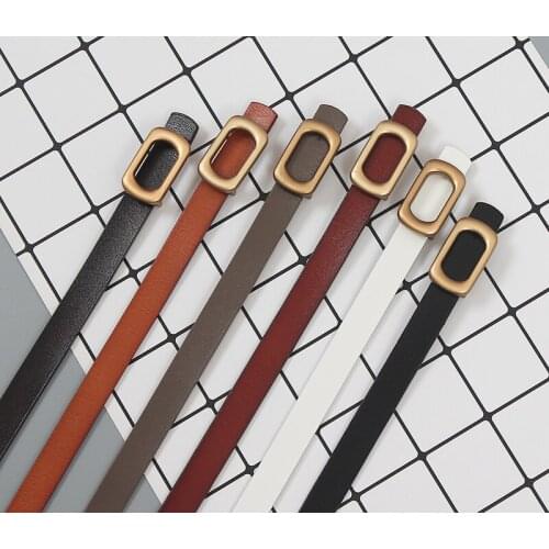 Simple Design Cowhide Slim Belt Vintage Pant Jean Waist Belt Women Fashion Street All Seasons Real Cow Leather Belt Cummerbund