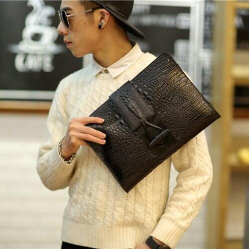 Luxury Crocodile pattern Leather Men Clutch Bags Business Wristlet Phone Wallet Male Handy Bag Long Purses Clutch For Unisex