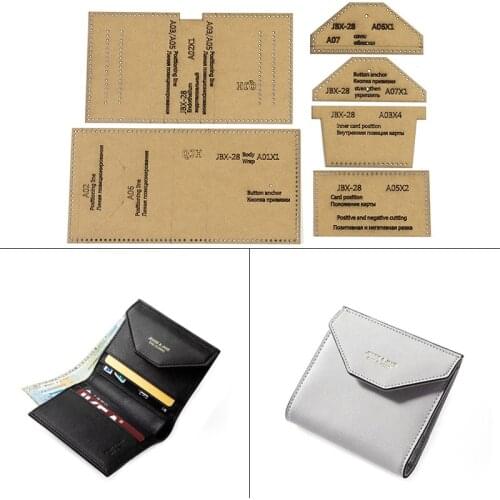 DIY Handmade Leather Wallet Kraft Paper Template Purse Craft Paper Pattern DIY Leather Craft Stencils Sewing Drawing Template