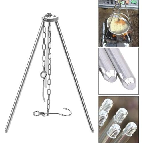 Outdoor Camping Cooking Tripod Hanging Hook Pot Durable Portable Campfire Aluminum Alloy Grill Hanging Tripod Picnic Accessory