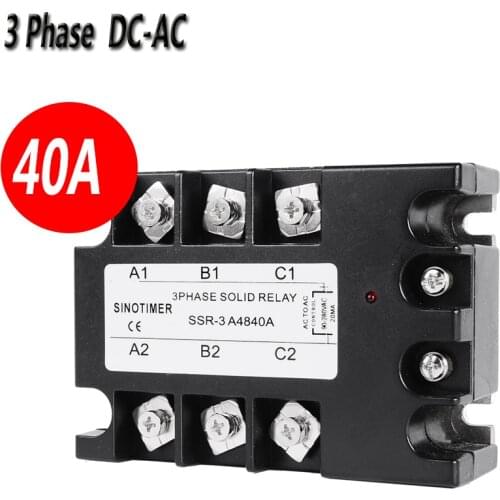 SSR Relay D4840A 3 Phase Solid State Relay 40A DC-AC 30-480V AC Output Module Switch Relay relais
