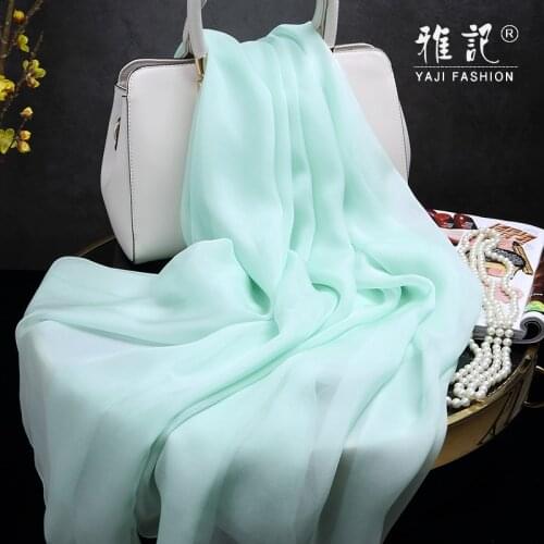 Green Silk Scarf Women Spring Hangzhou 100% Silk Scarf Shawl Autumn Winter Summer Solid Color Real Soft Long Scarf