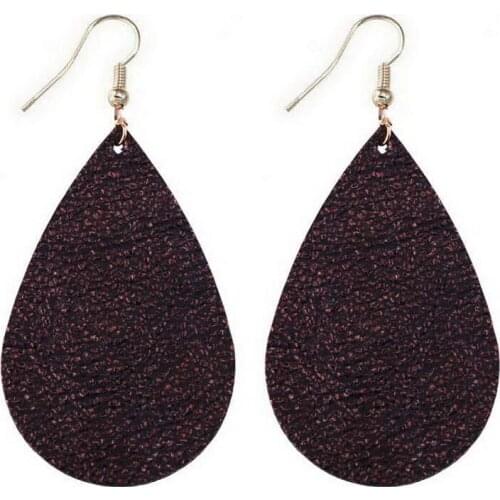 New Fashion Ladies Leather Earings 2020 Summer Statement Large Oval Earrings Women Genuine Leather Water Drop Earrings Wholesale