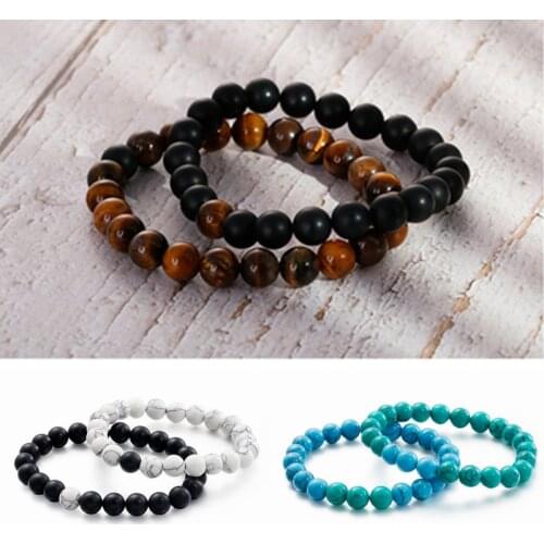2Pcs/Set Couples Distance Bracelet Men Tiger eyes Classic Natural Stone Beaded Buddha Bracelets Women Charm Friendship Pulseras