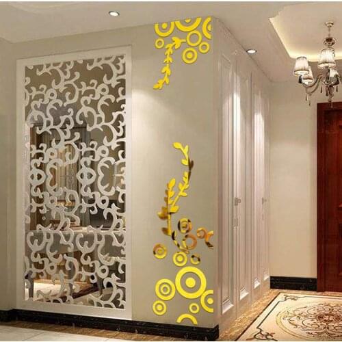 3D Acrylic Mirror Wall Stickers Round Shape Stickers Art Decal Circle Ring Mosaic Mirror Effect Living room Home Decor Dropship