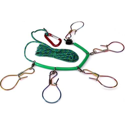 5M Snaps Stainless Steel Rainbow Fish Lock with Float Live Fish Clip Braid Line Fishing Lure Tackle Tool Fishing Lock Buckle