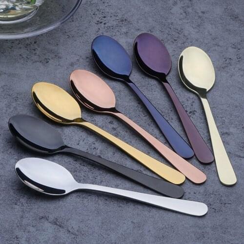 6pcs Stainless Steel Mini Tea Spoon Cutlery Set Unique Rainbow Dessert Spoon Gold Tea Spoons Small Coffee Spoon Scoop