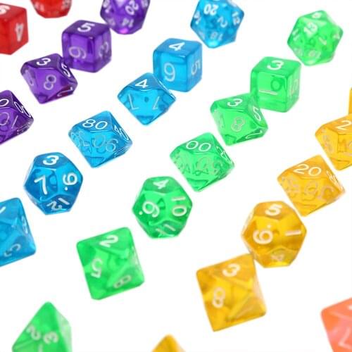 7pcs/set Creative RPG Game Digital Dice Polyhedron Acrylic Playing For Colorful Accessories Games Multisided Board Game Dice