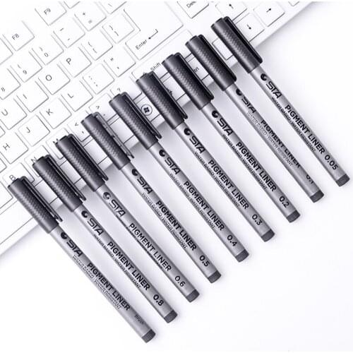 9 Pcs/Lot New Water Based Brush Markers Different Size Pigment Liner Triangular Fineliner Pens For Art Supplies Stationery