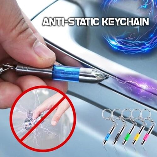 Anti Static Keychain Key Ring Built-in LED Emitter Eliminate Static Electricity Quickly Key Chain Car Interior Accessories