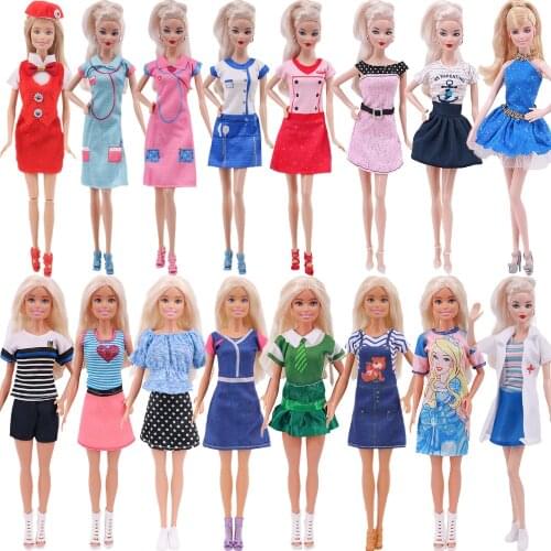 Barbies Accessories Clothes Stewardess Suit Princess Dress Unicorn Print For 11Inch 30Cm Barbied Doll,Baby Girls Woman Gifts