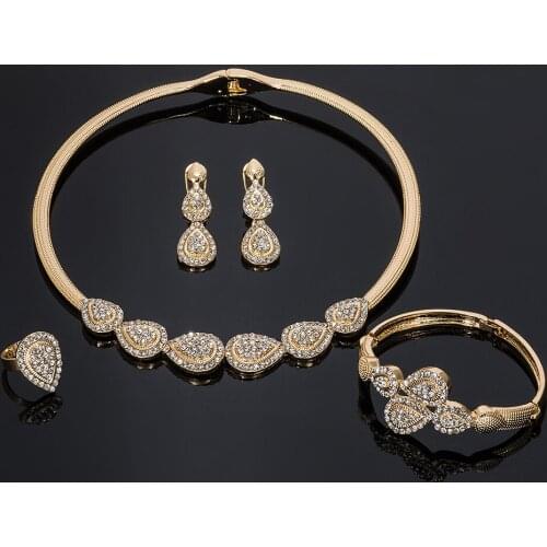 BAUS High quality Necklace Bangle Earring Ring Fine African jewelry sets Beads gold-color Dubai Plated Fashion Wedding women