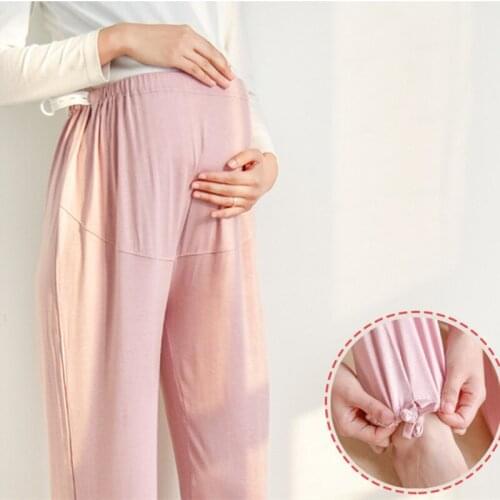 Modal Pregnant Womens Pants Spring And Autumn Pregnancy Pajamas Summer Thin Section Stomach Lift Leggings Adjustable Home Cloth