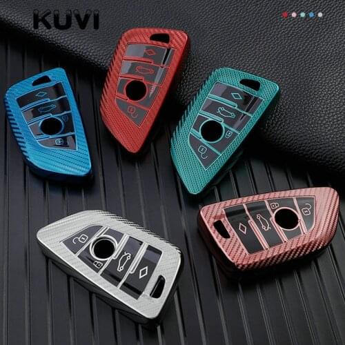 TPU Carbon Grain Car Key Case Cover Shell For BMW X1 X3 X5 X6 X7 1/3/5/6/7 Series G30 G20 G32 G11 F20 Z4 F48 F39 G01 G02 F15 F16