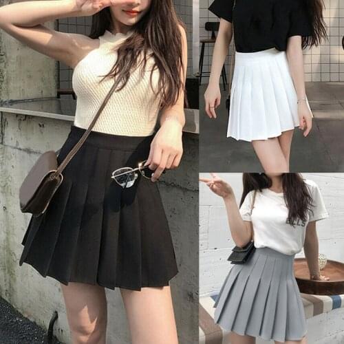 Womens High Waist Line Skater Mini Skirt Pants Trousers Loose Shorts Flared Pleated Short Skirt Casual Solid Color Summer