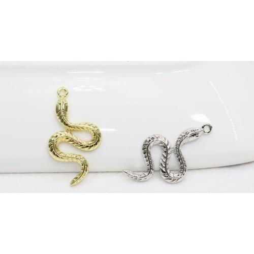 Eruifa 20pcs 27mm Snake Zinc alloy Jewelry DIY Charms Pendant Necklace, Earring Bracelet 2 Colors