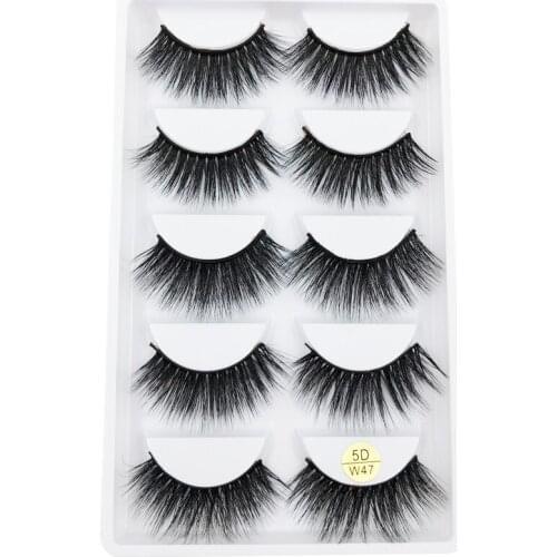 Flash Girl good grade 5D-W47 5 pairs 5D mink natural long handmade false eyelashes