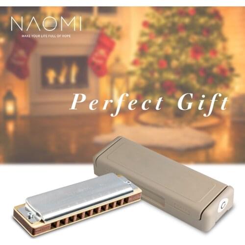 NAOMI 10 Holes Blues Harmonica Rosewood Comb Brass Reed Diatonic Harmonica In Key Of C For Professional Player
